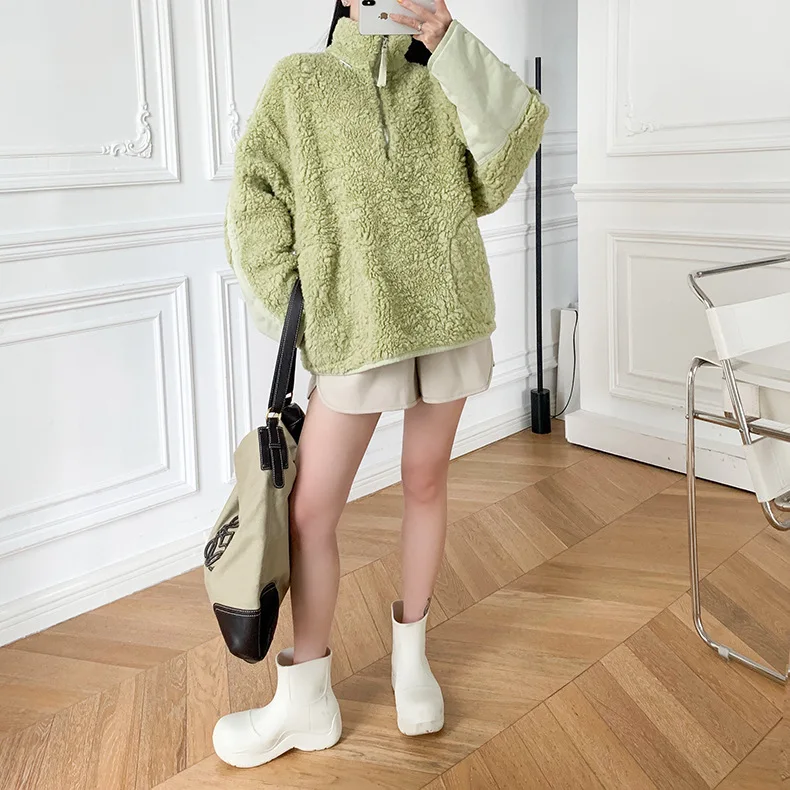 

Women's fleece sweater Lamb wool zipper sweater coat Jacket 2022 Autumn and winter