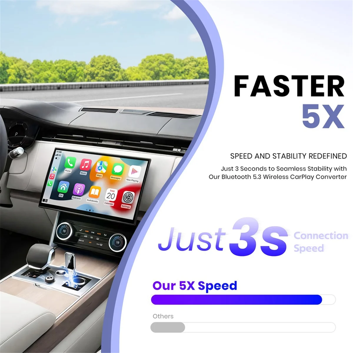 T27C Wireless CarPlay Adapter for IPhone, Convert Wired to Wireless, Mini Size, USB & USB-C, No Delay