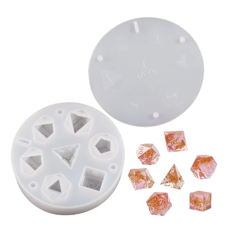 

7 Shape Dices Square Dices Mold Numbers Game Silicone Mold Transparent Digital Dices Game Home Craft Tools