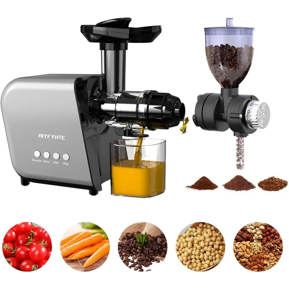 

Juicer Cold Pressed with 250w, Electric Multifunctional 2-in-1 Coffee Bean Grinder,Juicer Machines Vegetable and Fruit,BPA Free