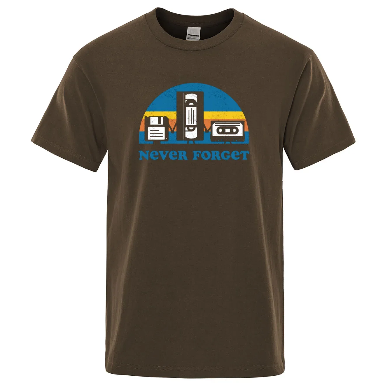 Camiseta estampada divertida con música sarcástica y texto "Nunca olvides" para hombre, holgada, de gran tamaño, informal, transpirable, de manga corta