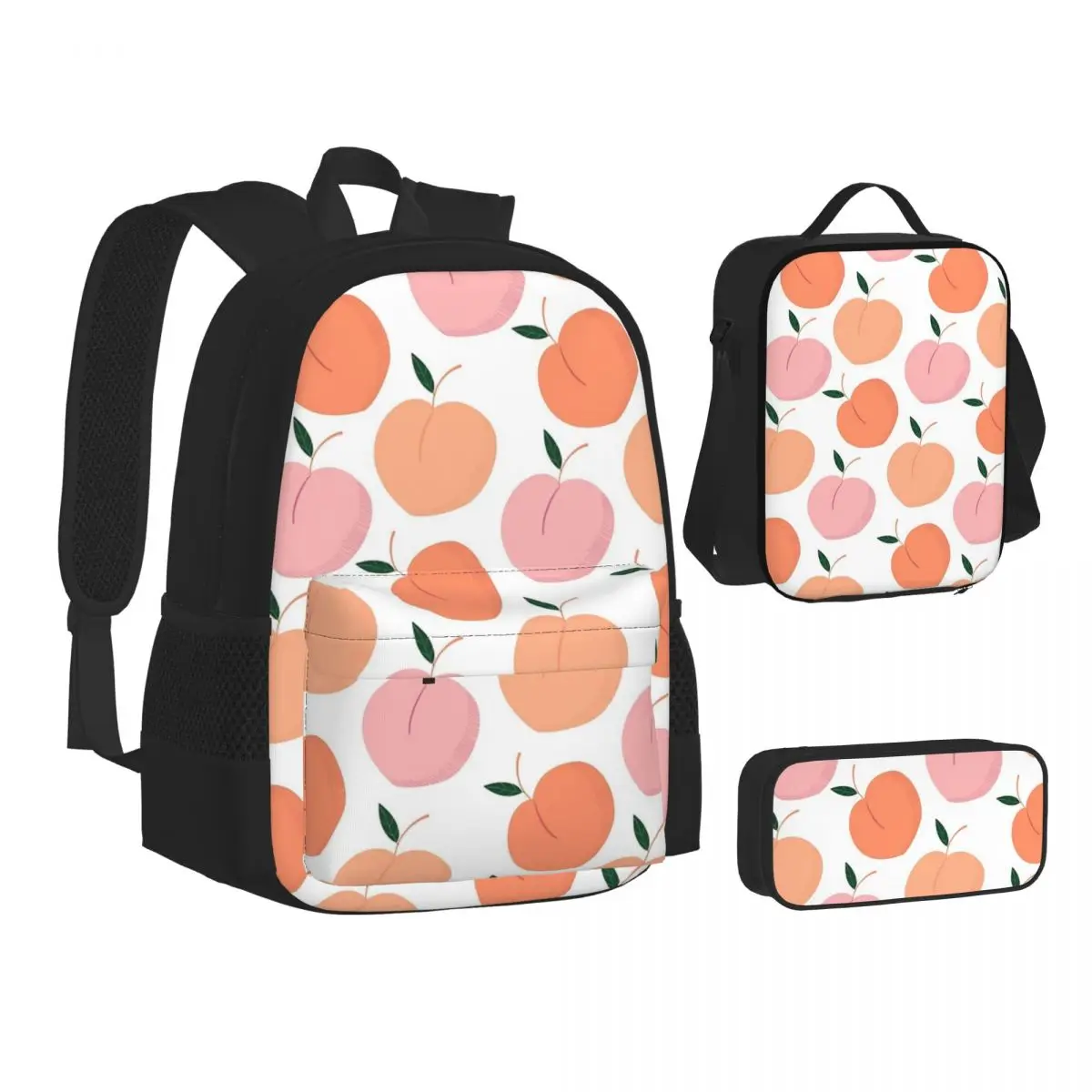 

Peach Shower Curtain Backpacks Boys Girls Bookbag Children School Bags Cartoon Kids Rucksack Lunch Bag Pen Bag Three-Piece Set