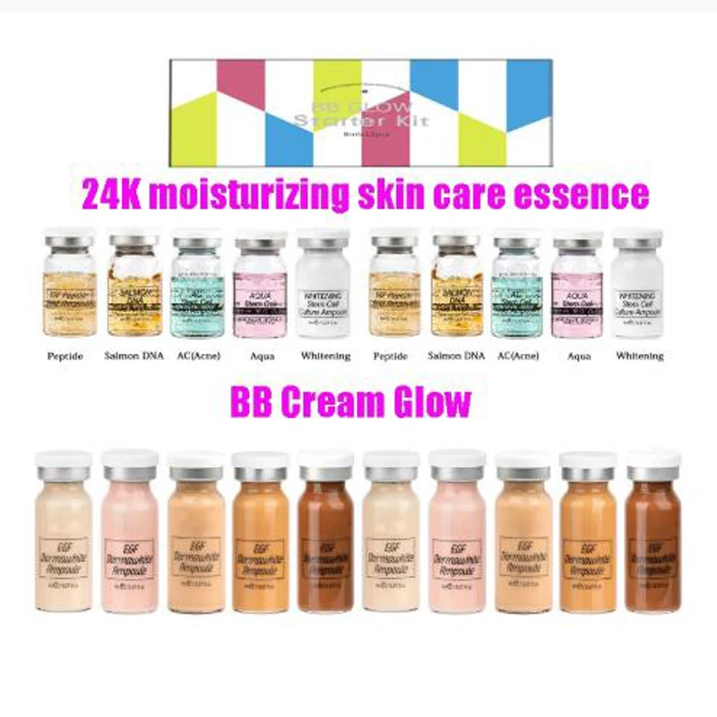 8ml BB Cream Glow Starter Kit Anti-Aging BB Whitening Cream Serum Foundation for Facial Treatment Microparticles Skin Care Kit