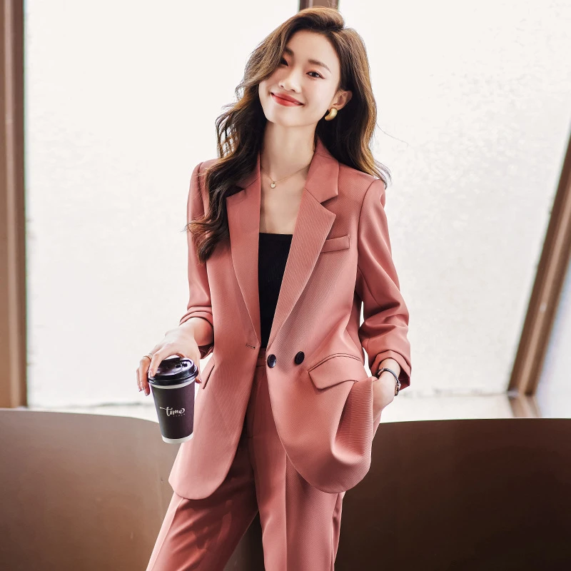 Pink Suit Jacket Blazers Women Elegant Stylish Size Spring Autumn 2023