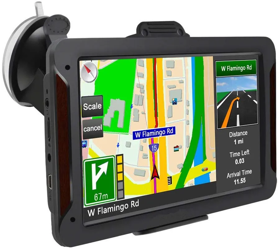 Lifetime Map Updates Car GPS 7 inch Portable Navigation System for Cars Real Voice Turn-to-turn Alert Sat-Nav 