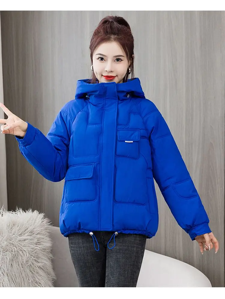 2023 Autumn and Winter New Women Coat Loose Cotton Coat Short Plus Size Cotton Jacket Hooded Padded Cotton Coat