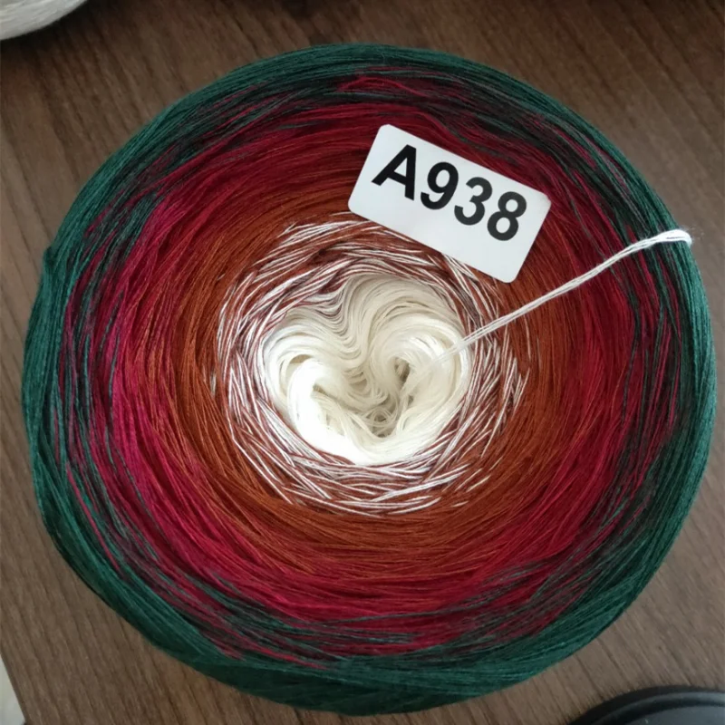 300g Mercerized 코튼 그라디언트 컬러 케이크 요정 라인 봄/여름 크로 셰 뜨개질 원사 의류 목도리 스커트 Lacre DIY 소프트 케이크 원사