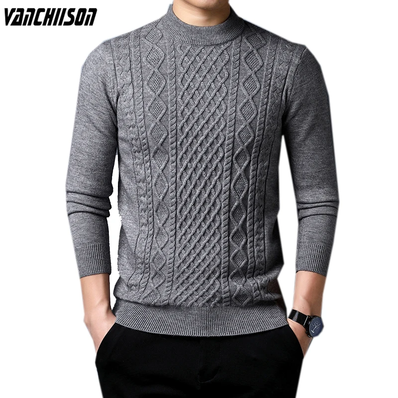 

Men Thick Jumpers Pullover Knit Tops for Autumn Winter Solid Color Sweater O Neck Male Fashion Clothing 00158