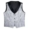 Suit Vest Set For Men Wedding Luxury Gray Paisley Dress Vests Necktie Clip Cufflinks Handkerchief Male Sleeveless Waistcoat Gift 3