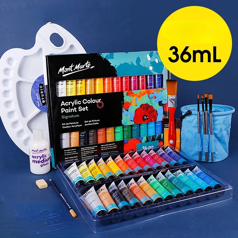 Mont Marte 12/24 Colors 50ml Professional Acrylic Paint Set Waterproof  Fabric Paints Drawing Fabric Set For Kids Art Supplies - AliExpress