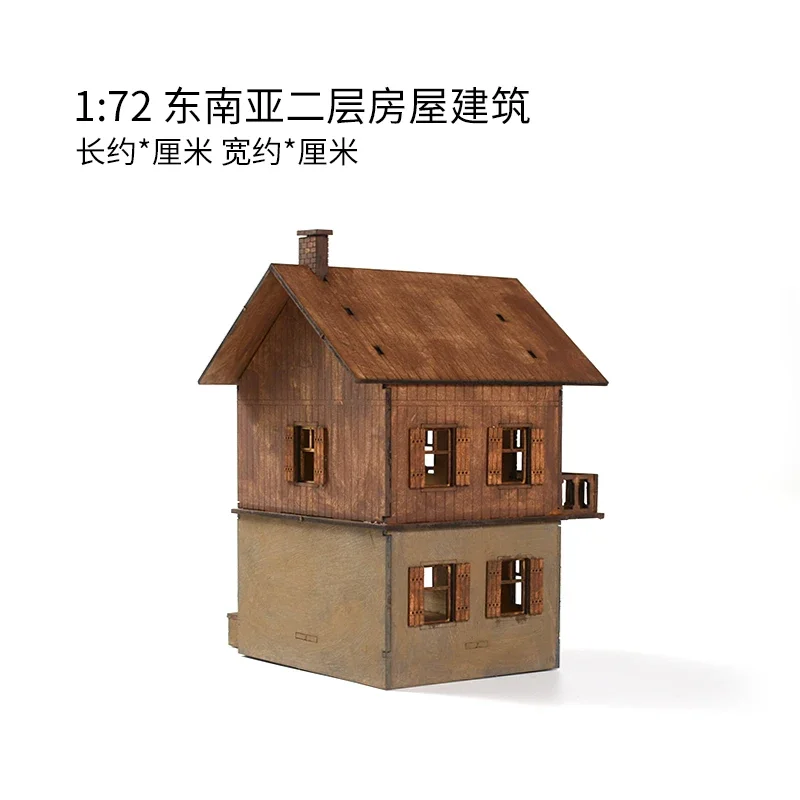 1: 72 Southeast Asia Second Floor Building Scene Wooden Assembly Model Decorations DIY Handmade Gifts 3