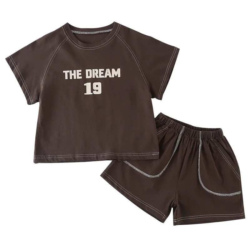 Kids Summer Sports Tracksuit Tee Shorts Set