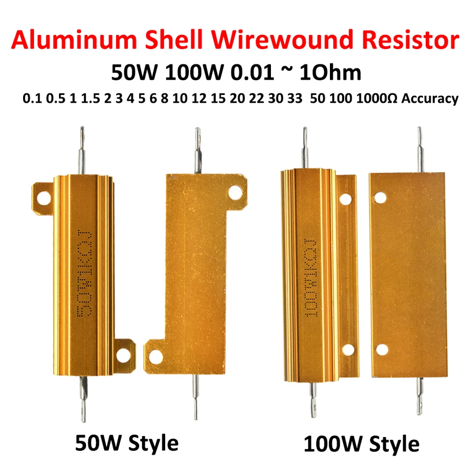 Set 5 Resistenze A Filo Semetall 100W 1 Ohm 5% – Guscio In Alluminio Per Inverter E Audio