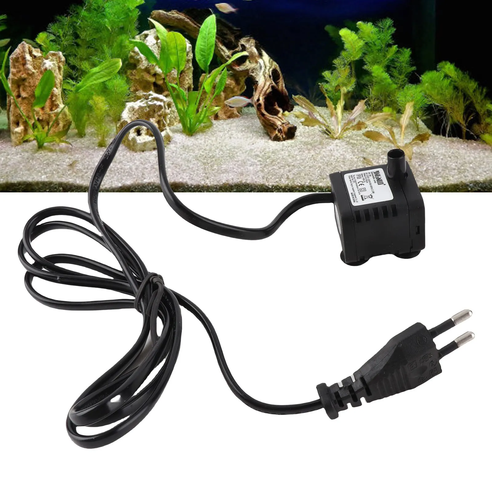 משאבת מזרקה קומפקטית מיני סובמרסיבית, מתכווננת ושקטה IPX8 עם כוס ספיגה לאקווריום