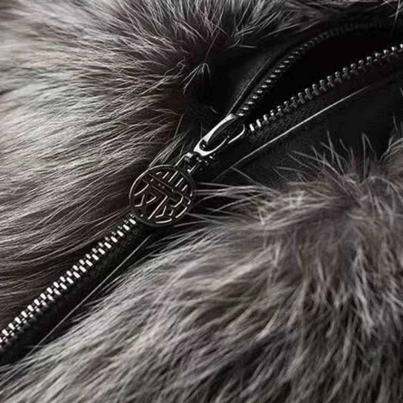 Faux Silver Fox Fur Coat Short Loose Cardigan Overcoat New Men Winter Thicken Warm Jacket  Leisure Fashion Outwear 6