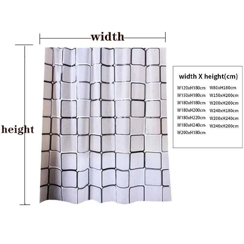 Waterproof Mildew-Resistant Modern Printed Shower Curtain with Hooks