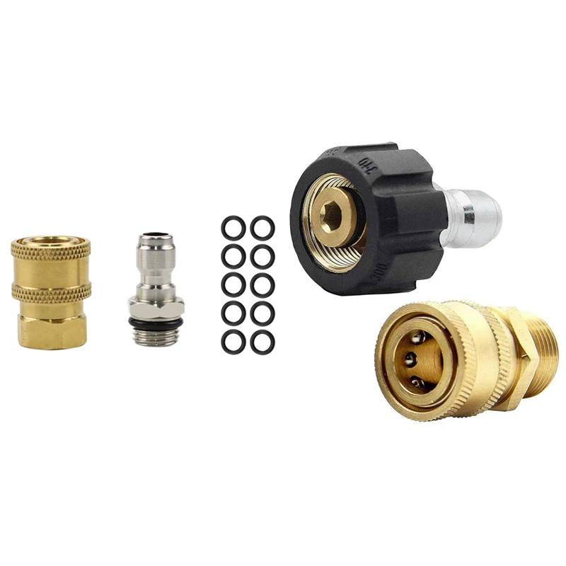 

1Set Pressure Washer Adapter Set,1/4 Inch Quick Disconnect Kit & 1Set High Pressure Washer Adapter Set Quick Connect Kit