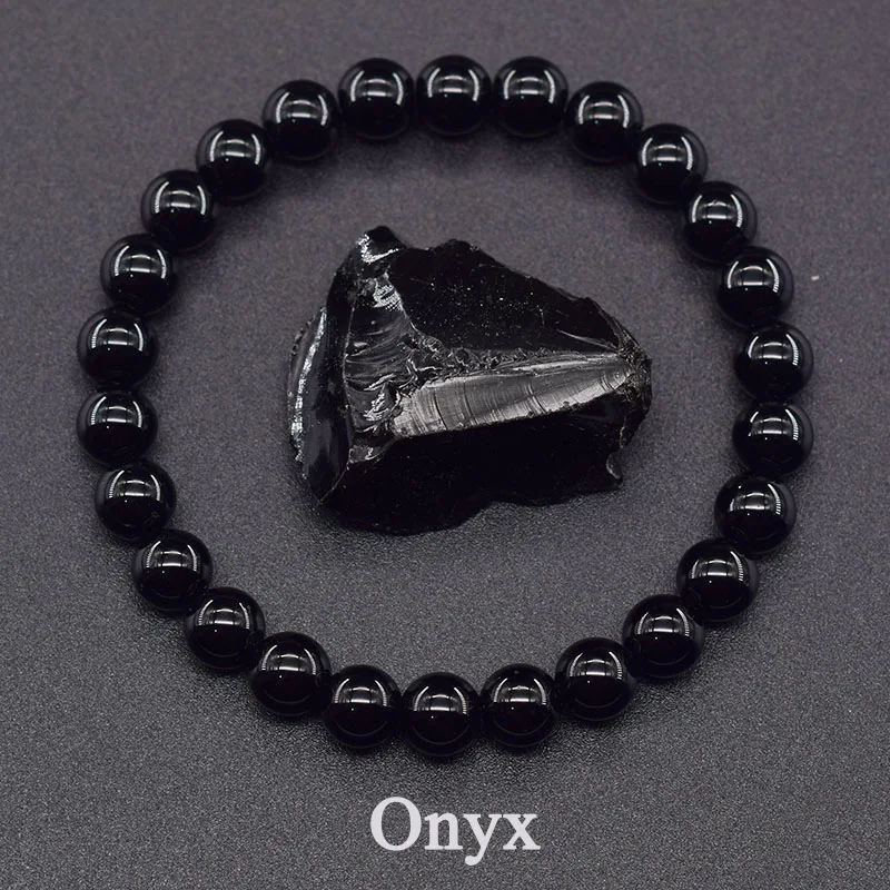 

Классический черный браслет с бусинами из оникса для мужчин, блестящий черный браслет из натурального камня, браслет ручной работы из обисидиана, ювелирные изделия для йоги, медитации, оптовая продажа