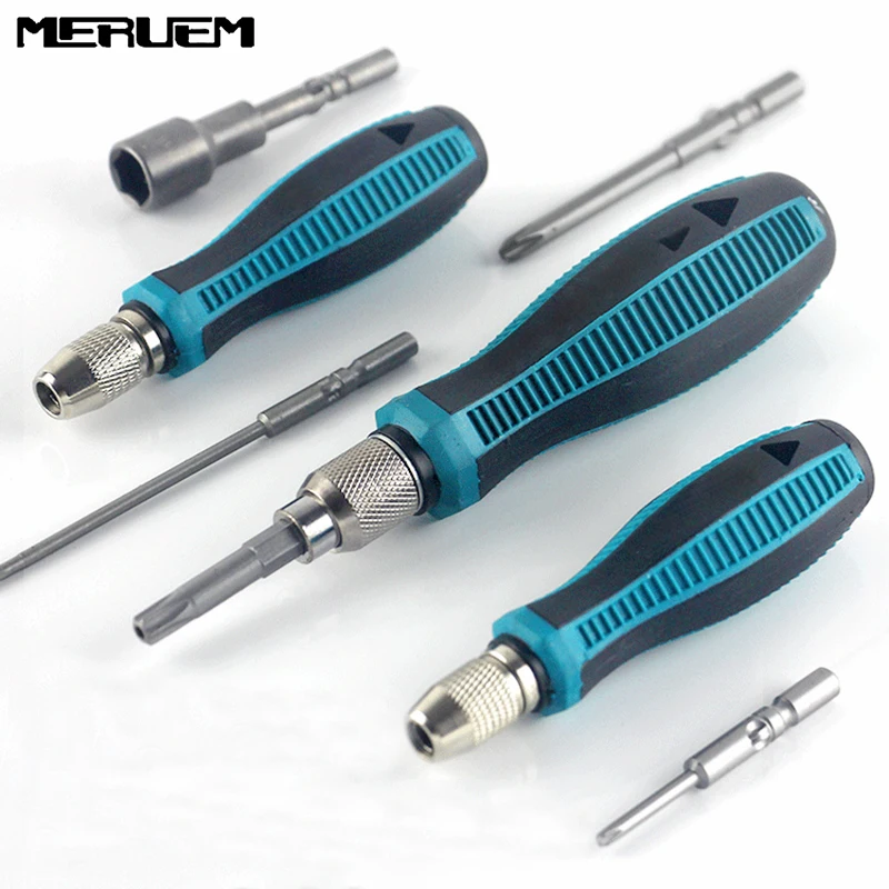 

801 802 Screwdriver Bit Handle For 5MM 6MM Round Electric Screwdriver, PP +TPR Self Locking Holder For 1/4" (6.35mm) Bits