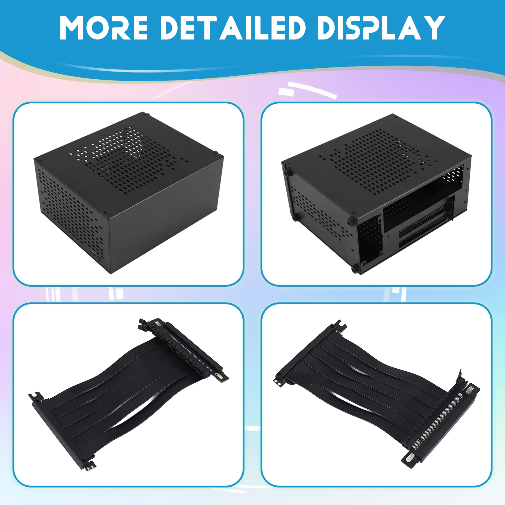 AAAE A07 미니 ITX 컴퓨터 케이스 섀시 HTPC 호스트 케이스 USB3.0 ITX 인클로저(그래픽 카드 연장 케이블 포함)(A)