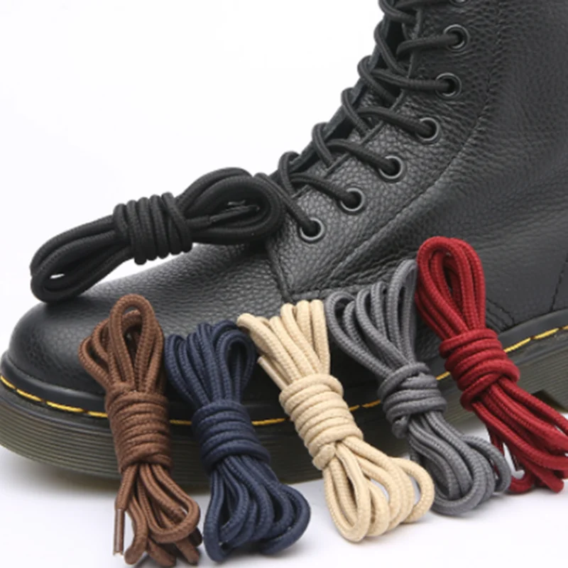 1 Pair classic solid round 120cm waxed polyester shoe laces boot laces sneaker shoelace 6 colors