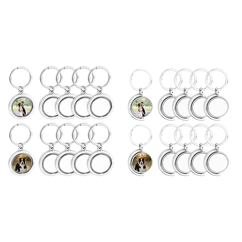 10 Pack 360&deg; Rotating Metal Sublimation Keychain Blanks, Double-Sided Sublimation Blanks DIY Key Chain