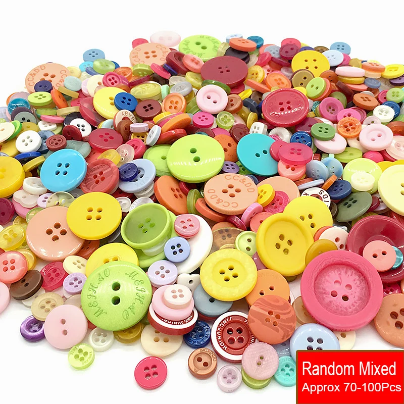 Vibrant Assorted Resin Buttons - 50g Pack for Crafting & DIY Projects