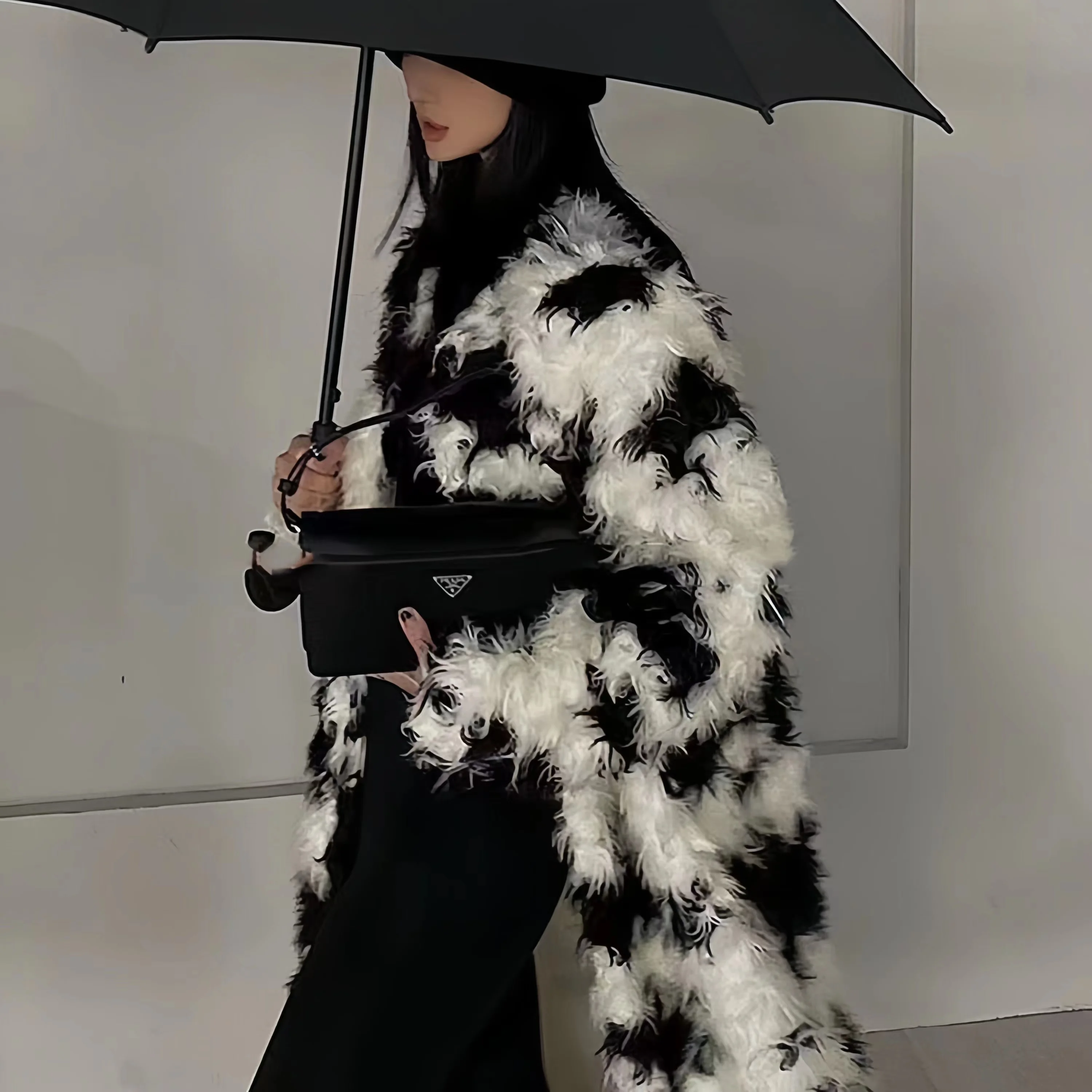 Women's Long Faux Mongolia Sheep Fur Jacket, Female Thicken Warm Clothes, High Quality, New Fashion, Promotion, 2022