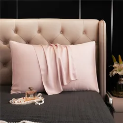 Luxurious Natural Silk Pillowcase - Ultra - Soft Solid Color Bedding Cover - Custom size 1pc (Pink)