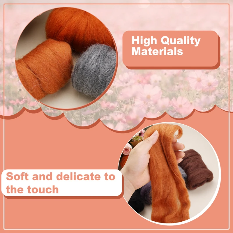 Fenrry 8 Colors Needle Felting Wool Wool Roving Felting Wool Bulk Wool Roving for DIY Craft Materials 3