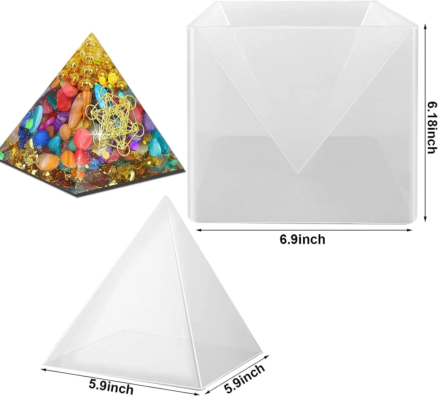 Large Silicone Pyramid Molds for Resin Casting Easy Demold DIY 2 Size