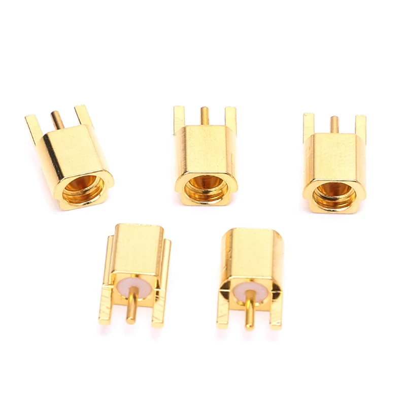 5ชิ้นMMCXหญิงแจ็คเชื่อมต่อPCBเมาด้วยบัดกรีตรงG Oldplated 3 Pins MMCXKEเชื่อมต่อ 1
