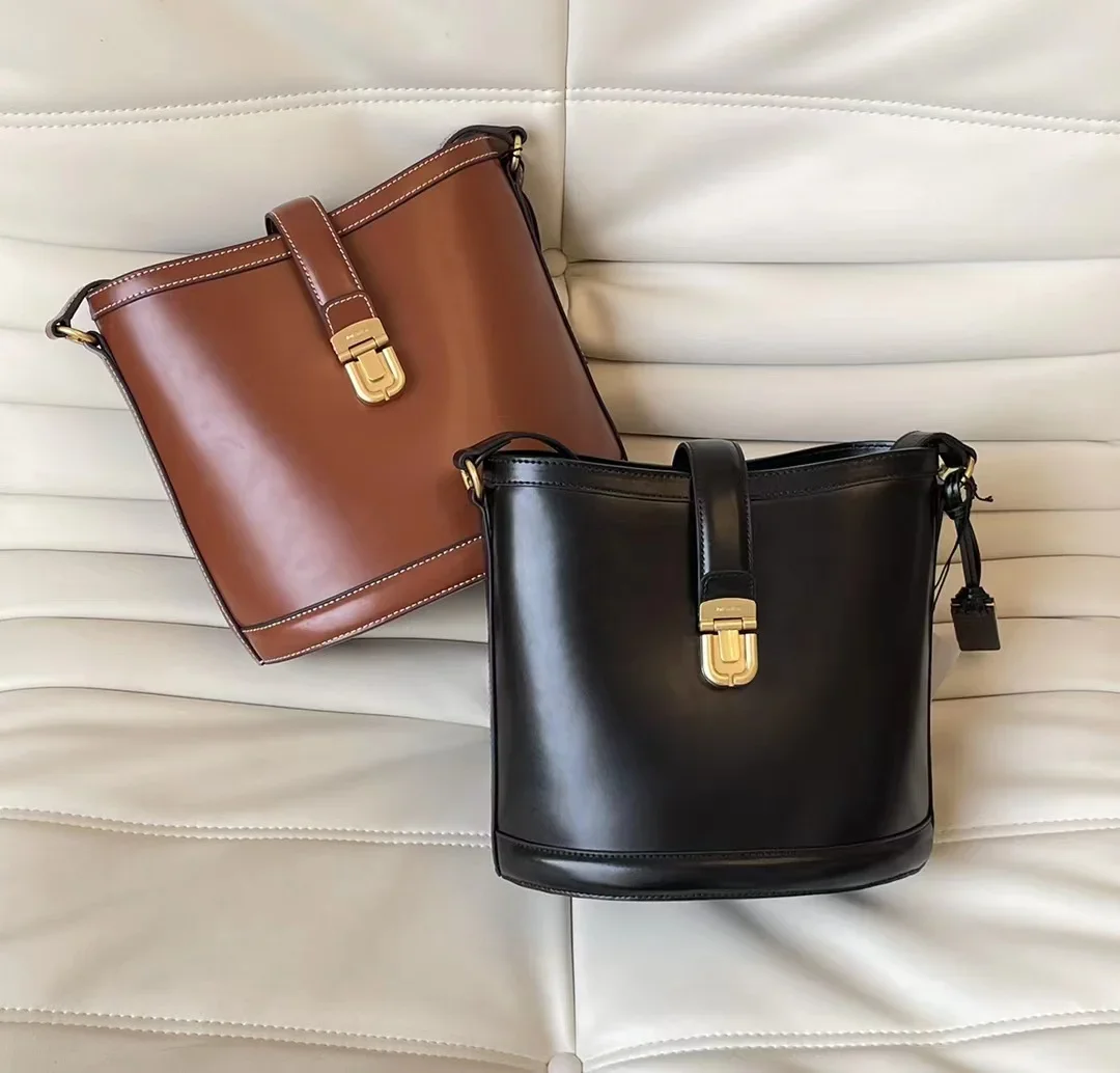 KoreanBrandJoyGryson2023NewFashionBucketBagGenuineCowhide