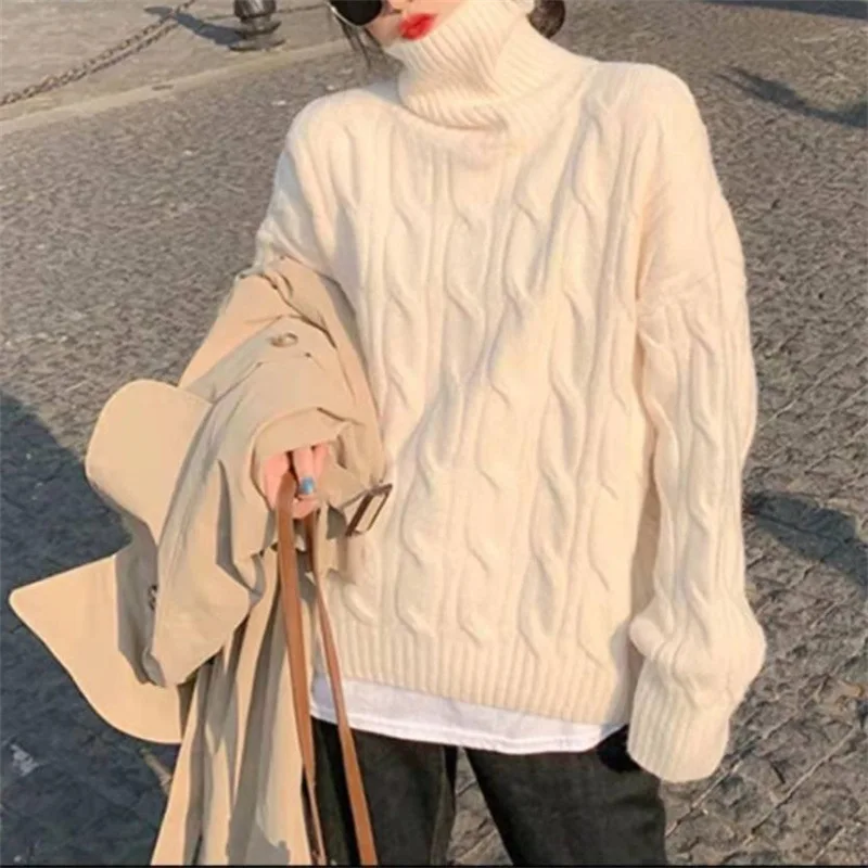 

Soft waxy sweater women's autumn and winter new loose casual twist sweater lazy wind bottoming shirt