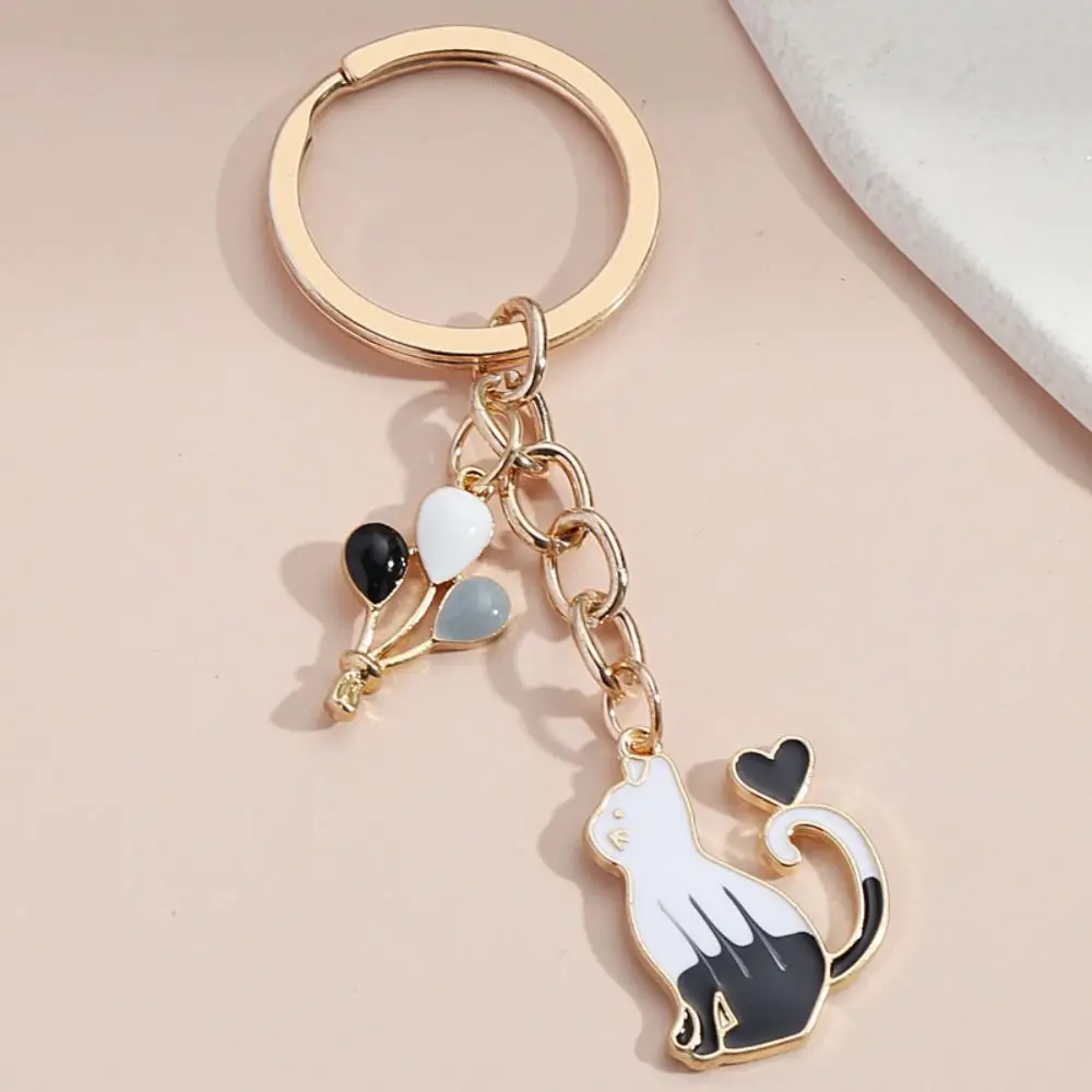 2PCS Rabbit Cat Keychain Gift Alloy DIY Handmade Jewelry Color Balloon Key Ring Animal Handbag Accessorie Women