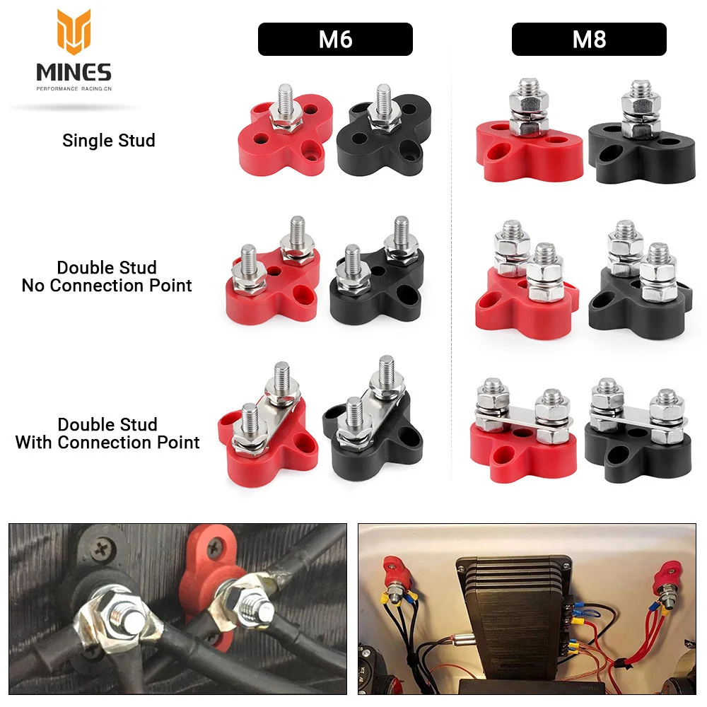 M6 M8 M10 Stromverteilerleiste 12V Klemmenblock Bolzen 12V Stromverteilerleiste 12V 5/16' 1/4' Stromverteilungsbolzen für LKW, Wohnmobil, Boot – Detail 1