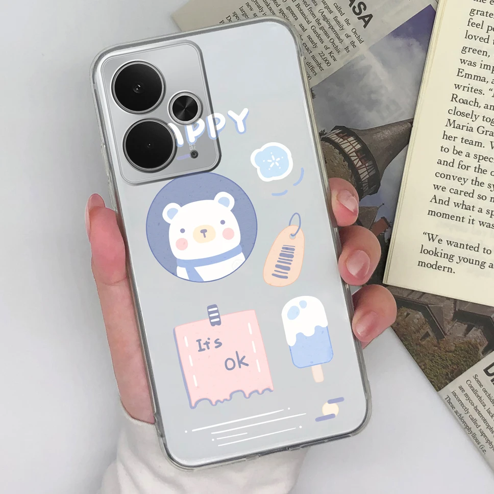 Chic Transparent TPU Silicone Phone Case with Lovely Design Patterns
