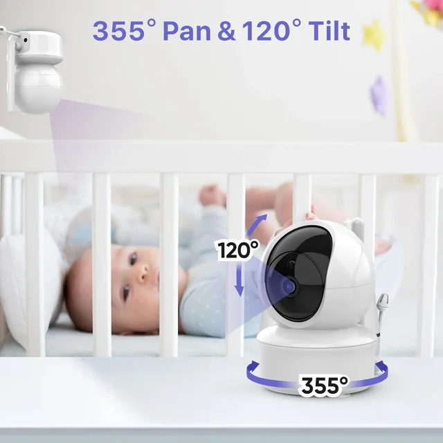 Baby Monitor 5 Inch Display Indoor Security Protection Camera Babyphone Two-way Audio Surveillance Temperature Sensor Lullaby 5