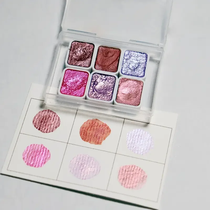 6 color pearl watercolor pigment, solid packaging for traditional Chinese painting, Tangka calligraphy, color painting 4