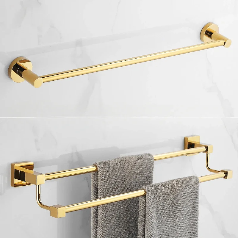 

Bathroom Towel Rack Non Perforated Single Pole Hanging Rack Stainless Steel Double Layer Storage Rack Bathroom