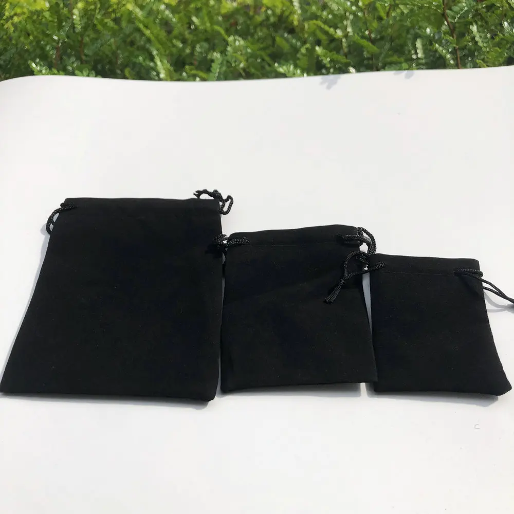 200 Pieces Velvet Dust Bag Black Multi-Color 10x12 Cm 7x9 Cm 5x7 Cm Drawstring Gift Packaging Small Jewelry Storage Bags