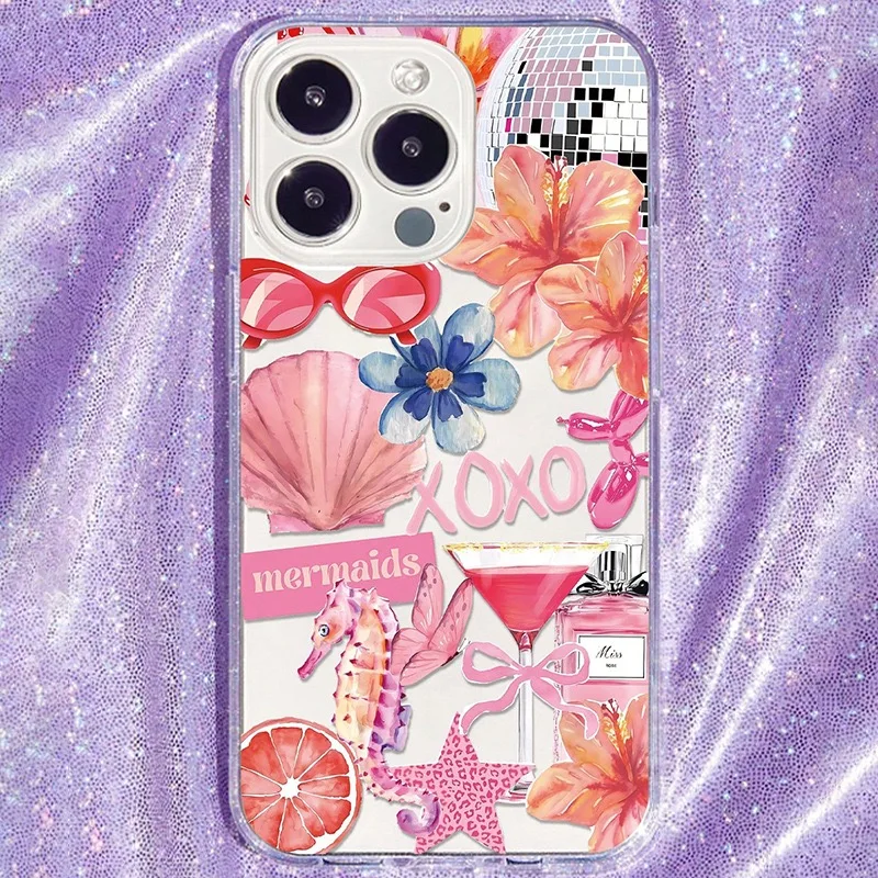 Luxury Pink Sea Creatures Summer Pattern Soft Phone Case