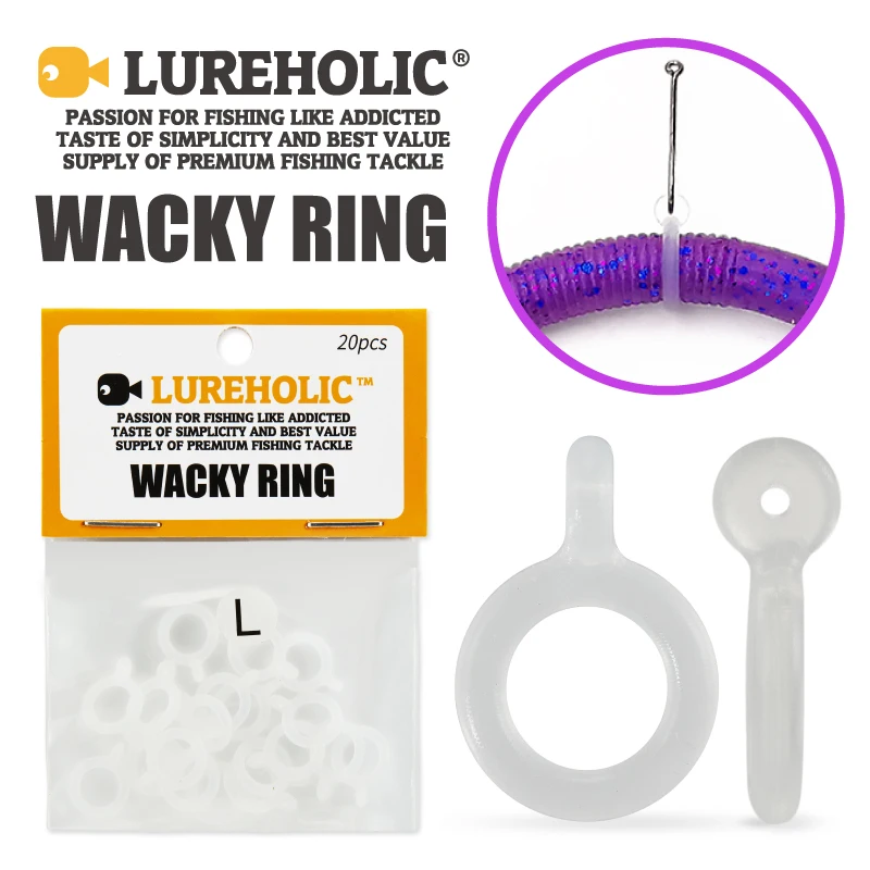LUREHOLIC 20PCS Wacky Rings for Worm Lure Baits 3.6mm 4.8mm 6.5mm 90 ...