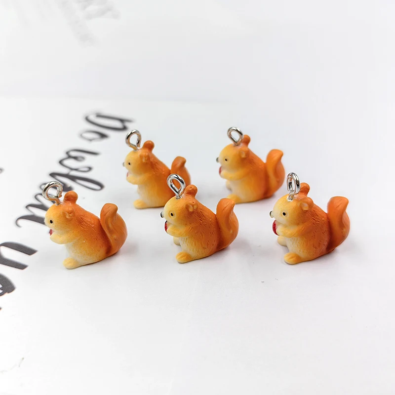 

10pcs Cute Animals Squirrel Charms Diy Cartoon Resin Charm Keychains Earring Pendants Accessory Kawaii Women Jewelry Making