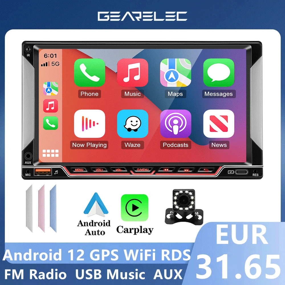 Gearelec 2 Din Autoradio Android 12 Wireless Carplay Android Auto Autoradio Autoradio Gps Wifi Lettore Multimediale Per Vw Golf