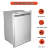Built-in Outdoor Kitchen Trash Drawer W13.6XH26XD19 Inch Outdoor Kitchen Drawers Stainless Steel Flush Mount Roll Out Trash Draw 3