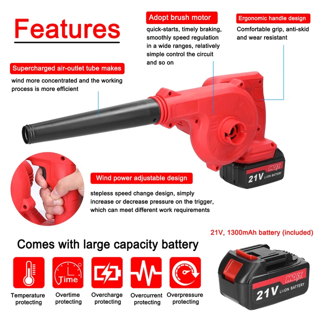Wosai Cordless Leaf Blower Electric Air Blower Cordless Garden Tools For  18v Makita Lithium Battery - Blower - AliExpress
