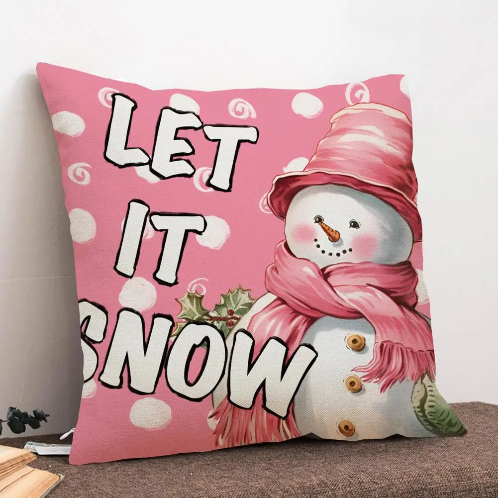 

Christmas Gift Pillowcase Vibrant Soft Linen Christmas Pillow Covers Festive Sofa Cushion Decorations with Hidden Zipper Closure
