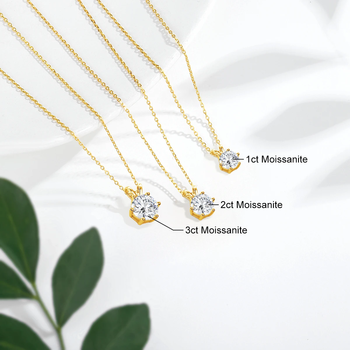 Genuine Classic 6-Claw Necklace Real 14K Gold 1ct 2ct 3ct Moissanite Diamond Pendant for Woman Lovers' Wedding Bridal Jewelry 2