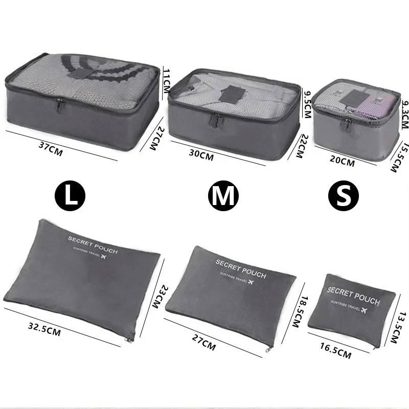 6pcs Travel Storage Organizer Bags Portable Travel Suitcase Organizer Bags For Women Clothes Shoes Makeup Bag Luggage Organizer